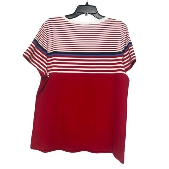 Karen Scott Lady Stripe Colorblocked Top, New Red Amore, XL - Picture 5 of 5